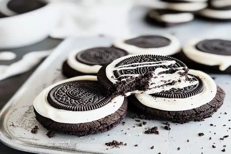 Chocolate Oreo Crumbl Cookie on a white background.