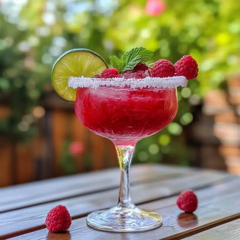 Beautifully garnished raspberry margarita mocktail