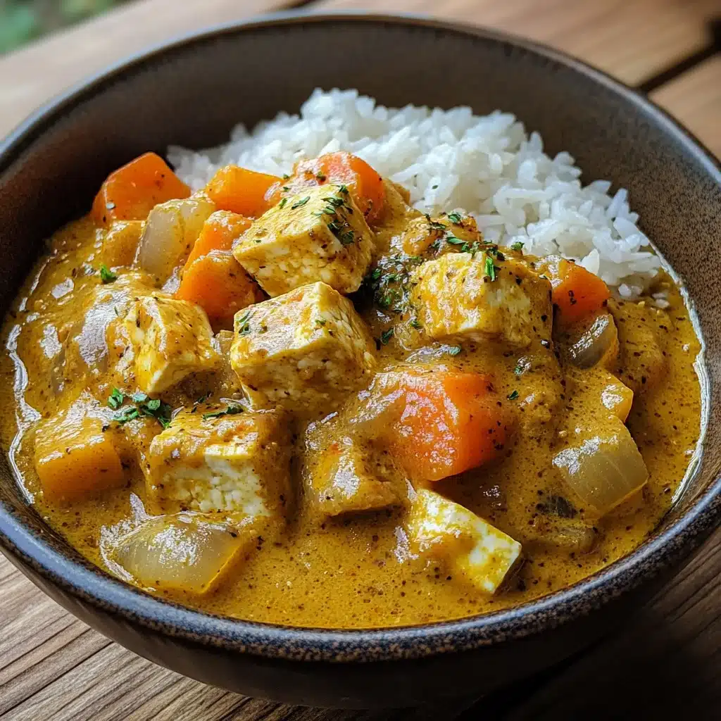 vegan Japanese golden curry with tofu and rice