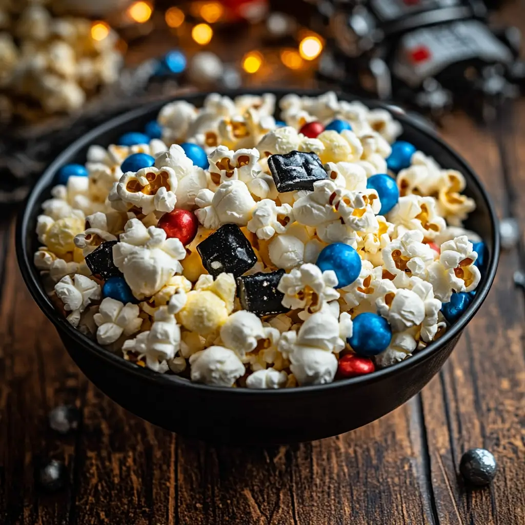 Star Wars Imperial Popcorn with colorful candy mix-ins and marshmallow coating