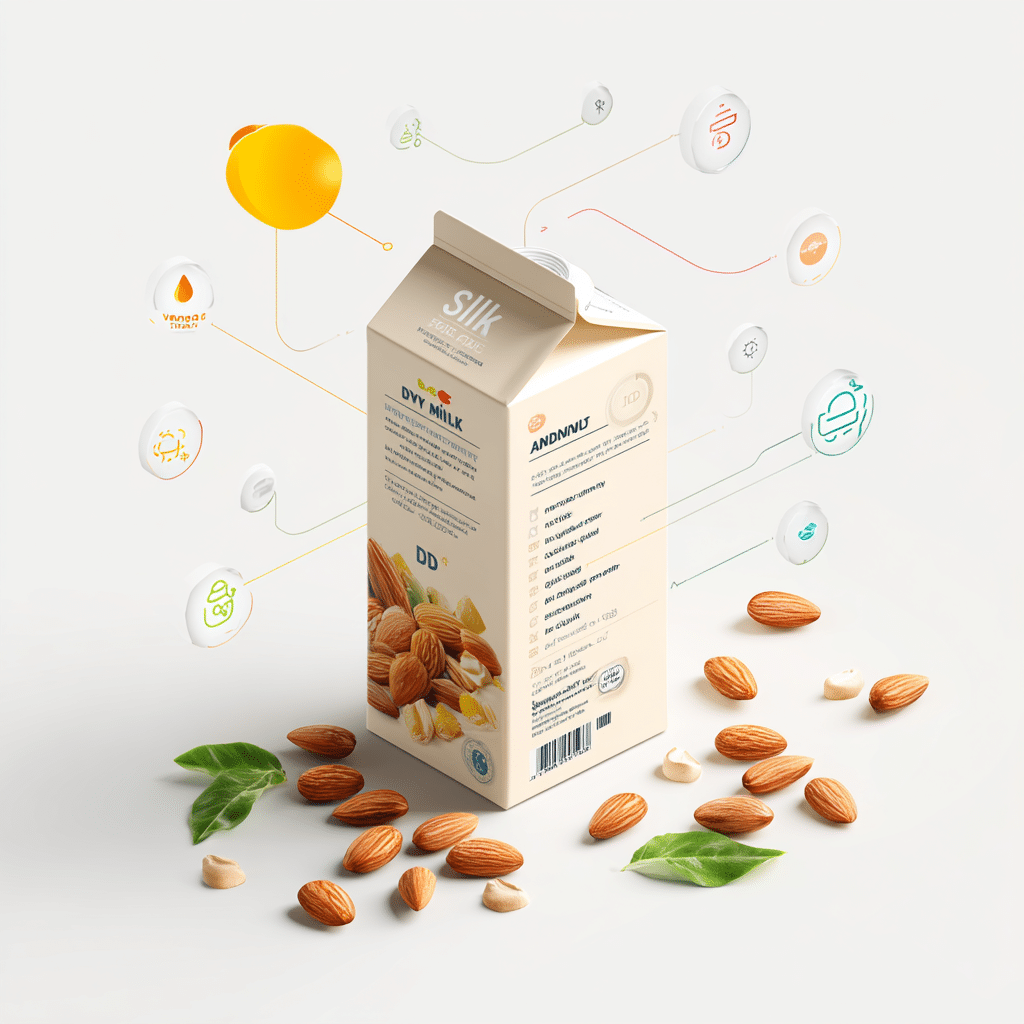 Silk almond milk ingredients shown in a clean layout